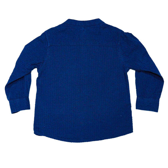 BLUE  SEERSUCKER LS SHIRTS Nawao.com