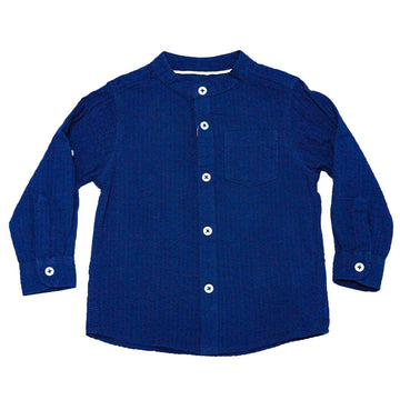 BLUE  SEERSUCKER LS SHIRTS Nawao.com