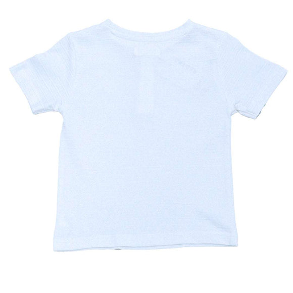 Blue Short Sleeve Jacuard Henley T Shirt Blue Nawao.com