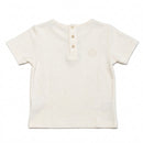 Blue Short Sleeve Jacuard Henley T Shirt Blue Nawao.com