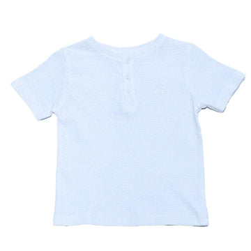 Blue Short Sleeve Jacuard Henley T Shirt Blue Nawao.com