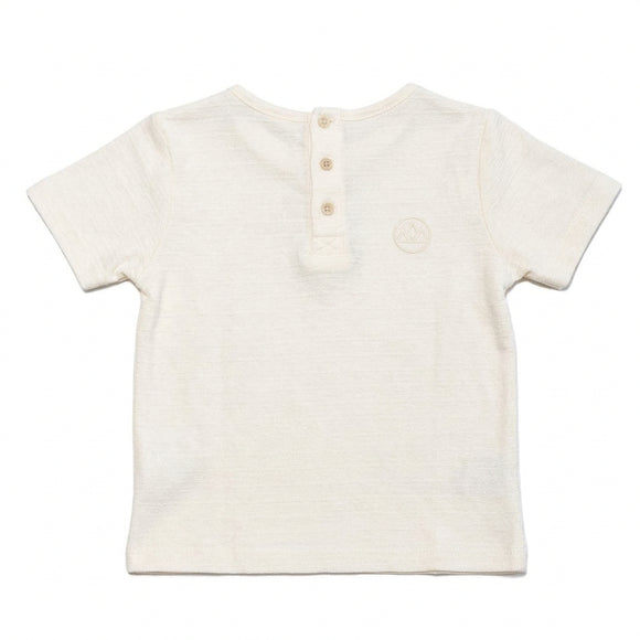 Blue Short Sleeve Jacuard Henley T Shirt Blue Nawao.com