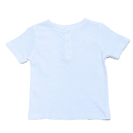 Blue Short Sleeve Jacuard Henley T Shirt Blue Nawao.com