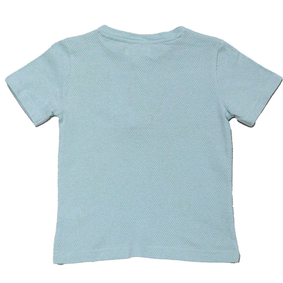 Blue Short Sleeve Jacuard Henley T Shirt Blue Nawao.com
