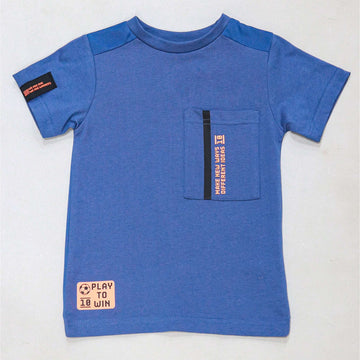 Blue Short Sleeve T Shirt With Pocket Blue Nawao.com