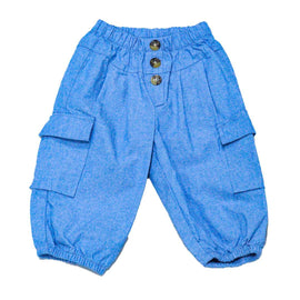 Blue Side Pockets Paperbag Jeans Nawao.com