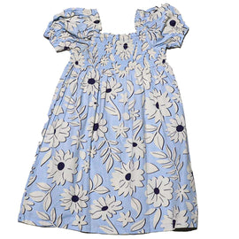 Blue Smocking Tiered Dress Nawao.com