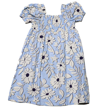 Blue Smocking Tiered Dress Nawao.com