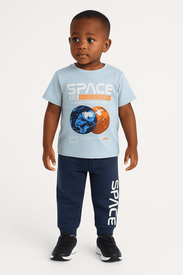 Blue Space T Shirt And Long Pant Pyjama Set Nawao.com