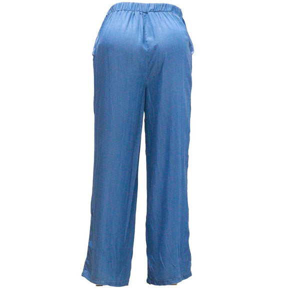 Blue Straight Leg Tencel Trouser Nawao.com
