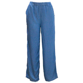 Blue Straight Leg Tencel Trouser Nawao.com