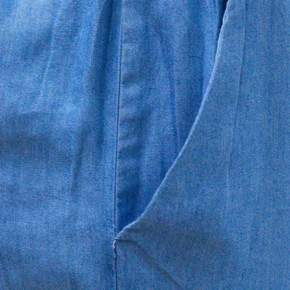 Blue Straight Leg Tencel Trouser Nawao.com
