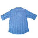 Blue Stripe Mandarin Collar Shirt Nawao.com