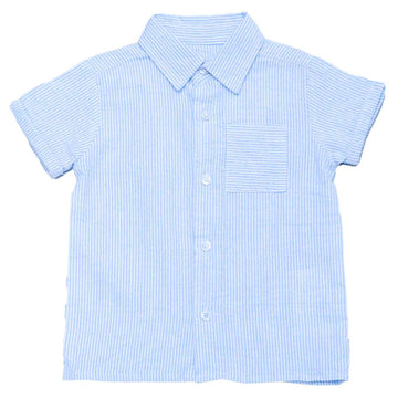 Blue Stripe Seersucker Resort Short Slv Shirt Nawao.com