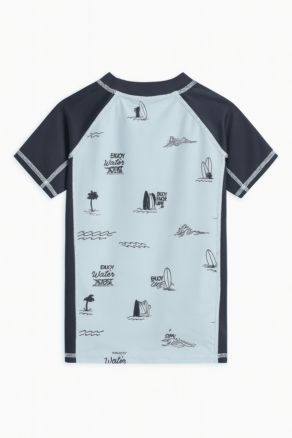 Blue Surf Beach Rash Guard T Shirt Nawao.com