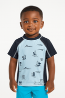 Blue Surf Beach Rash Guard T Shirt Nawao.com