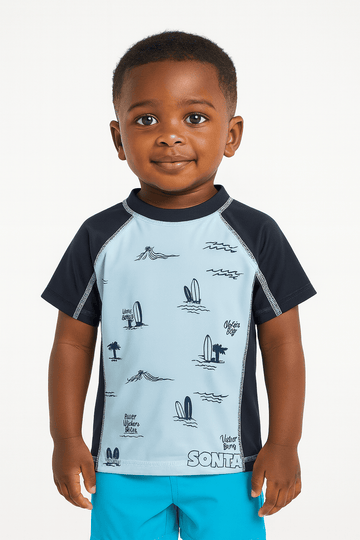 Blue Surf Beach Rash Guard T Shirt Nawao.com