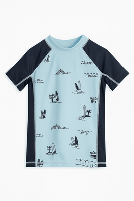 Blue Surf Beach Rash Guard T Shirt Nawao.com