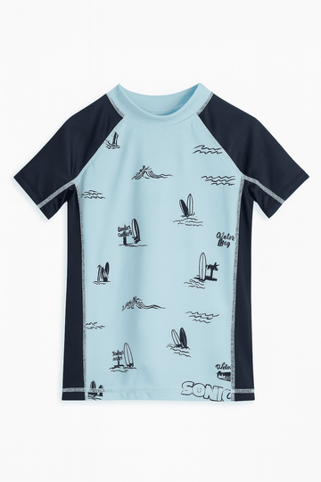 Blue Surf Beach Rash Guard T Shirt Nawao.com