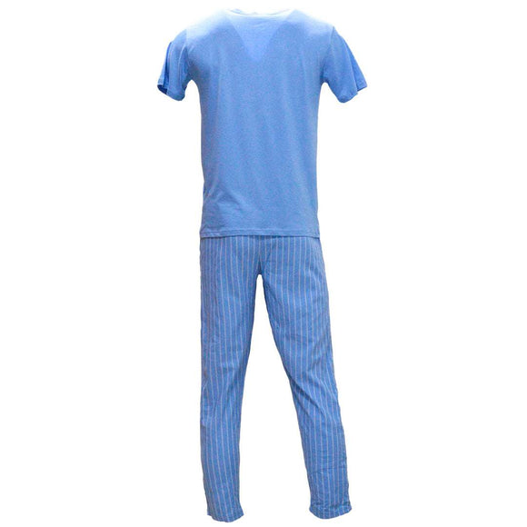 Blue T Shirt And Stripes Pyjama Set Sky Blue Nawao.com