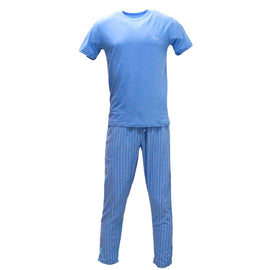 Blue T Shirt And Stripes Pyjama Set Sky Blue Nawao.com