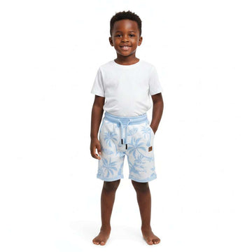 Blue Waves Tree All Over Jacquard Shorts Blue Nawao.com