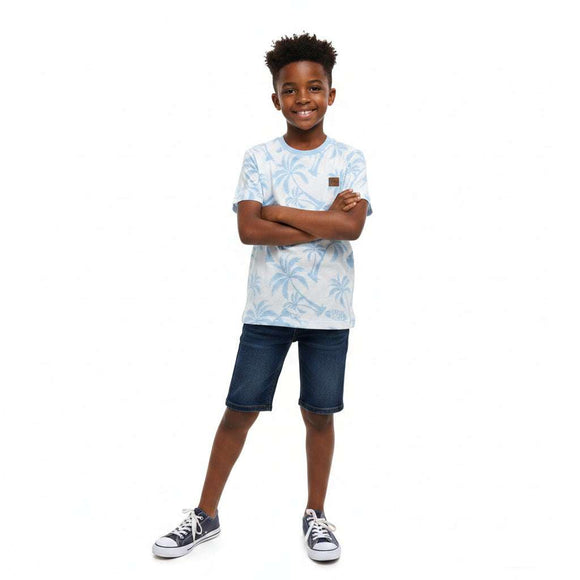 Blue Waves Tree All Over Jacquard T Shirt Blue Nawao.com