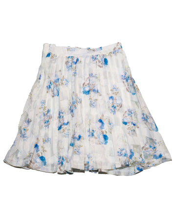 Blue White Floral Organza Skirts Nawao.com