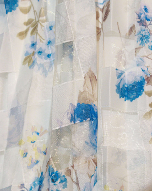Blue White Floral Organza Skirts Nawao.com