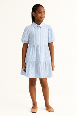 Blue White Stripes Dress Assorted Nawao.com