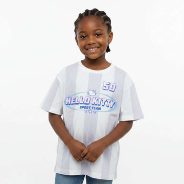Blue White Stripes Hello Kitty  Oversize T Shirts Assorted Nawao.com
