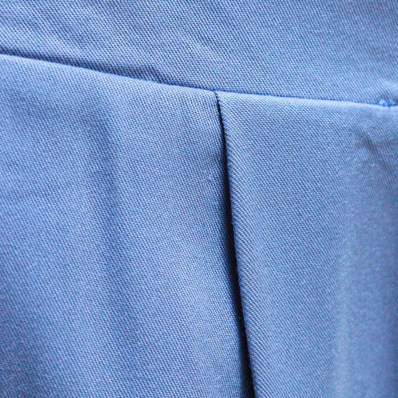 BLUE WIDE LEG FRONT PLEATS TROUSER Nawao.com