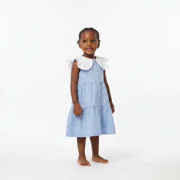 Blue With Contrast Collar Poplin Dress Blue Nawao.com