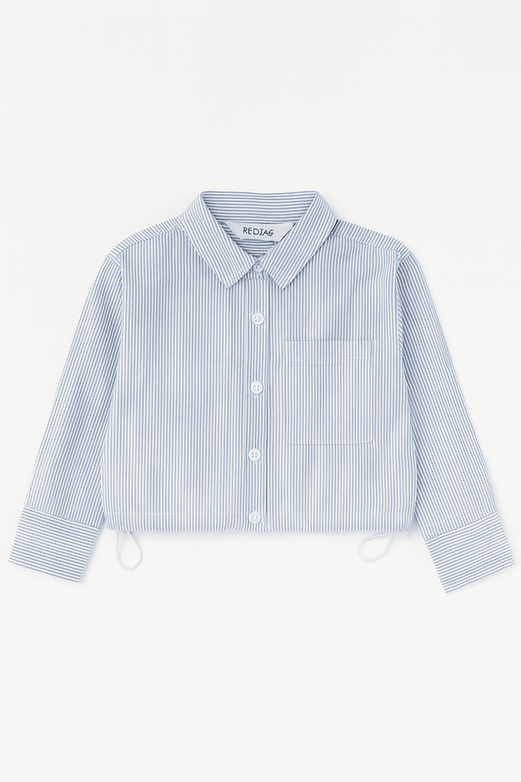 Blue Y D Stripes With Lurex Blouse Blue Nawao.com