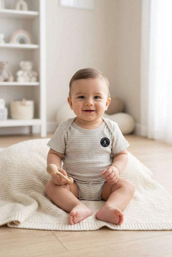 Boy Sky Blue 3 Pack Short Sleeve Drop Needle Interlock Fabric Bodysuits Ecru Nawao.com