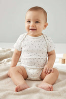 Boy Sky Blue 3 Pack Short Sleeve Drop Needle Interlock Fabric Bodysuits Ecru Nawao.com