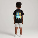 Boys 2-8 Years Black Short Sleeve Tshirt With Frint And Back Print  Black Nawao.com
