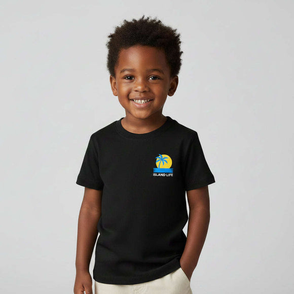 Boys 2-8 Years Black Short Sleeve Tshirt With Frint And Back Print  Black Nawao.com