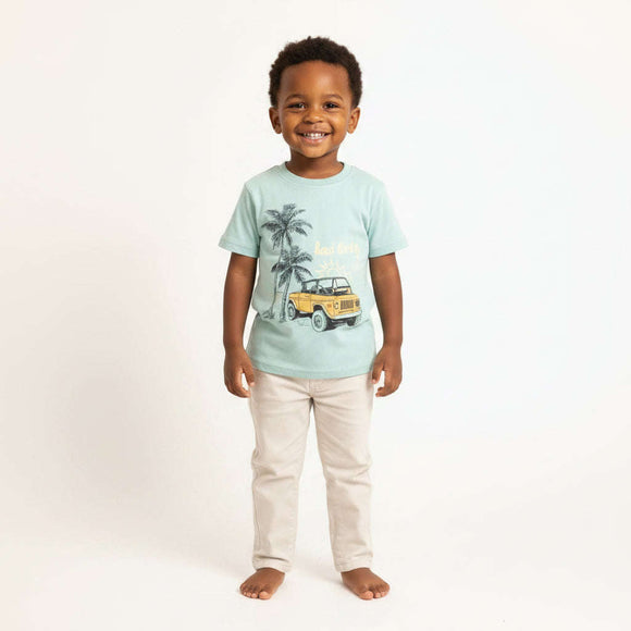 Boys 2-8 Years Green Beach Club Short Sleeve Tshirt Green Nawao.com