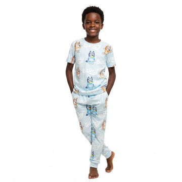 Boys Junior Beige Aop Bluey Pajama Set Beige Nawao.com