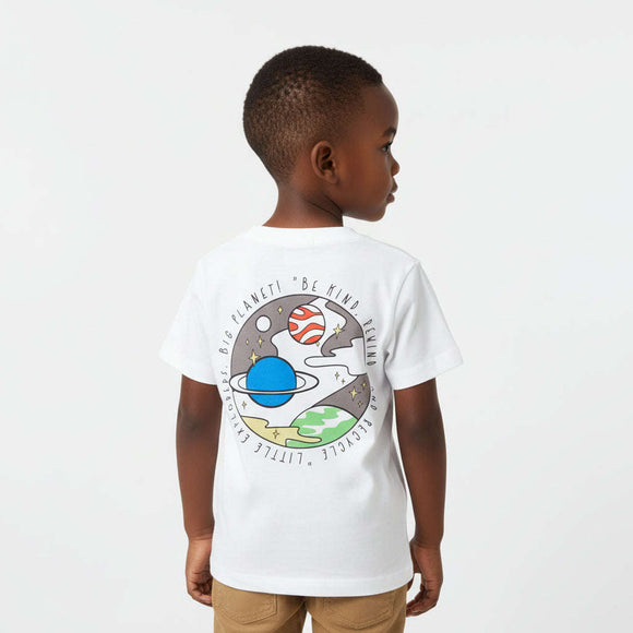 Boys Junior Beige Short Sleeve Tshirt With Frint And Back Print  Beige Nawao.com