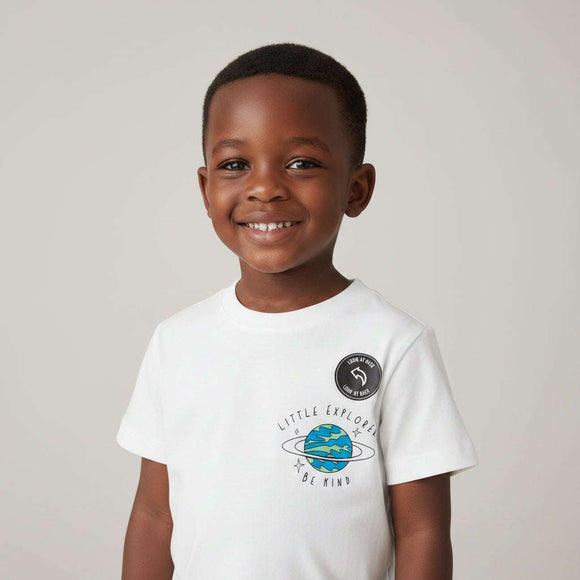 Boys Junior Beige Short Sleeve Tshirt With Frint And Back Print  Beige Nawao.com