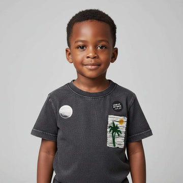 Boys Junior Black Acid Wash T Shirt Black Nawao.com
