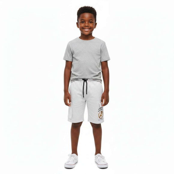 Boys Junior Black Avengers Shorts With Foil Print  Mid Grey Nawao.com