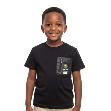 Boys Junior Black Zipper Pocket Tee Black Nawao.com