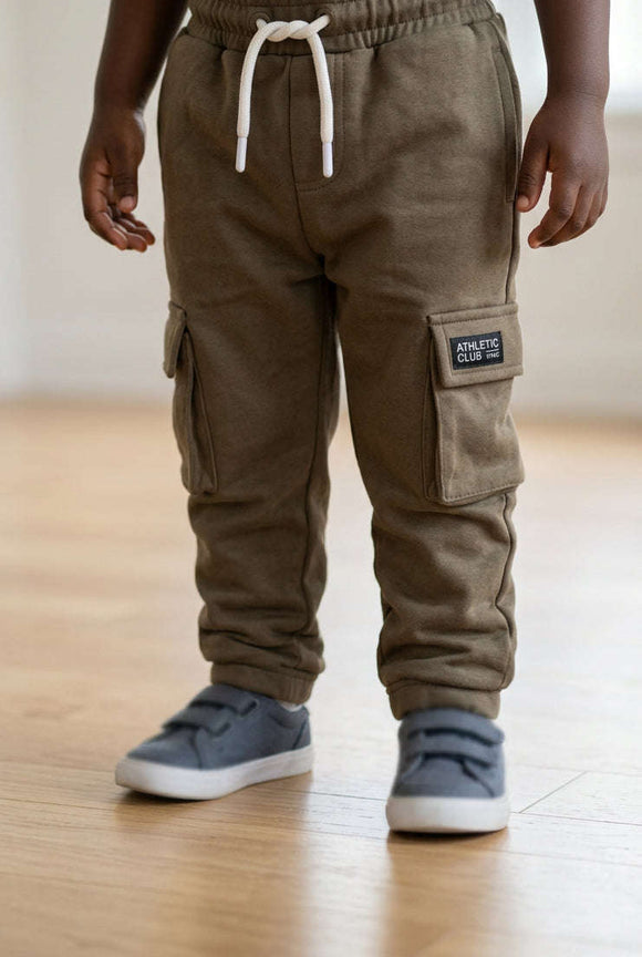 Boys Junior Brown Track Pant With Cargo Pocket Brown Nawao.com