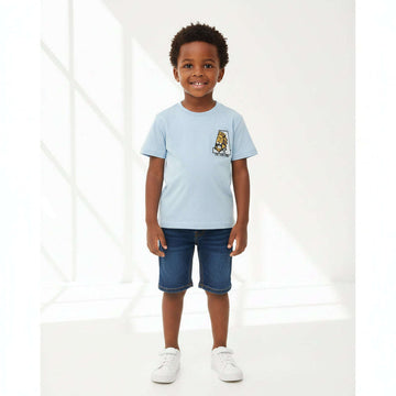 Boys Junior Chenille Embroidery T Shirt  Sky Blue Nawao.com