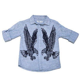 Boys Junior Flock Tiger Print Grey Long Sleeve Shirt Mid Grey 3 4 Years Nawao.com