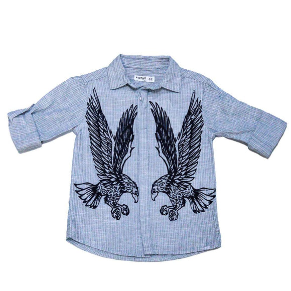 Boys Junior Flock Tiger Print Grey Long Sleeve Shirt Mid Grey 3 4 Years Nawao.com
