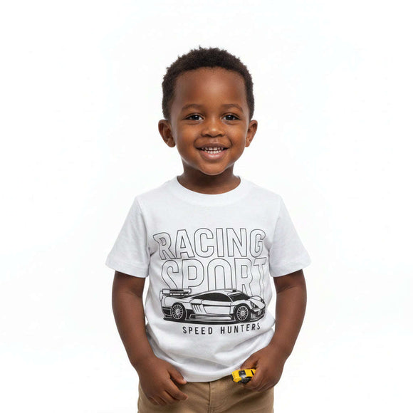 Boys Junior Grey Racing Sport Short Sleeve Tshirt Mid Grey Nawao.com